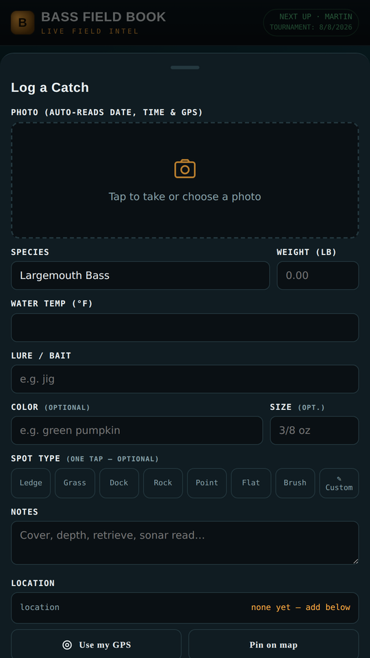 Catch logging form